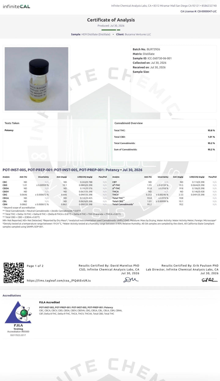 1 Gram 86.7% THCa Distillate 510